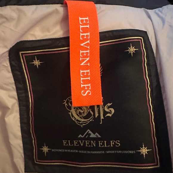 Eleven Elves navy blue, knee length, down jacket. Zippered pockets. Super soft. - Picture 3 of 9